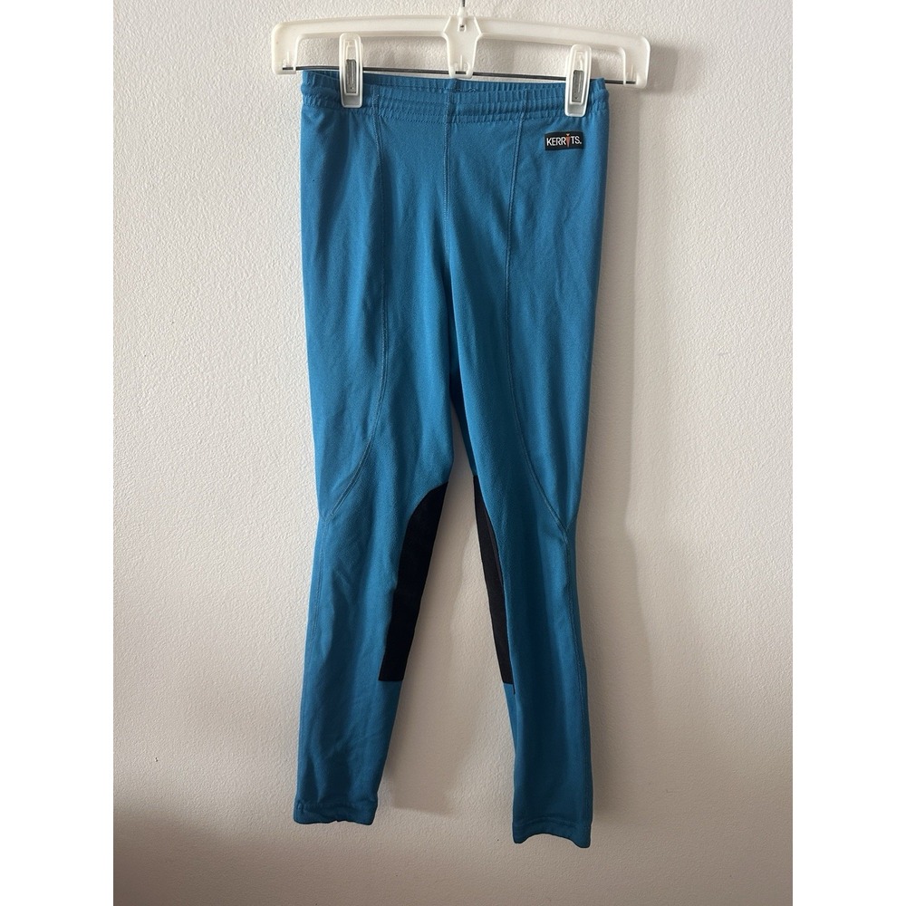 Girls Kerrit Riding Tights Leggings Large Knee Patch Blue Breeches Schooling